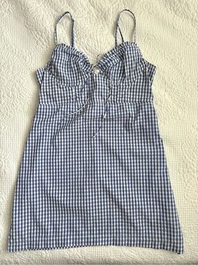 Urban Outfitters Gingham Bustier Corset Bow Spaghetti Strap Mini Dress